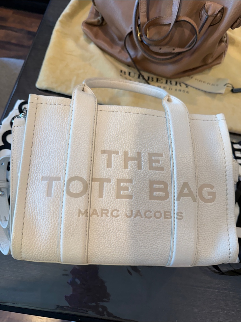 Marc Jacobs Cream The Tote Bag Pebbled Leather